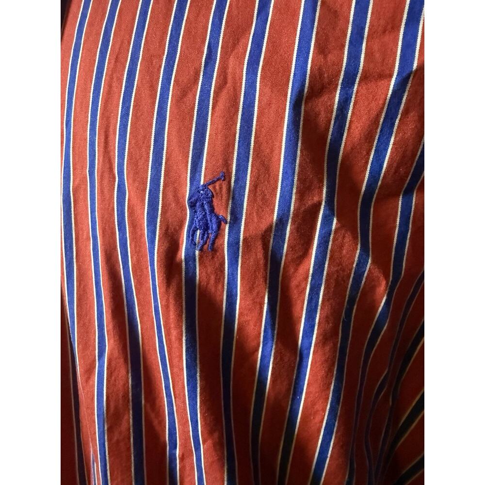 Ralph Lauren Button Down Shirt Mens Large Red Striped RL Classic Fit Cotton - Picture 3 of 7